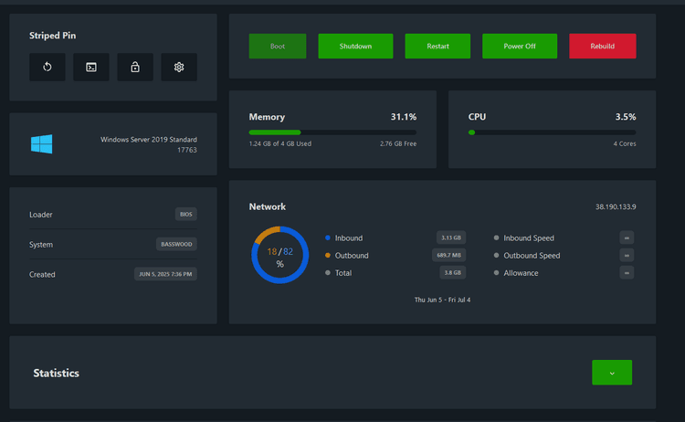 VPS Panel screenshot 2
